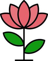 Lotus Blume Linie gefüllt Symbol vektor