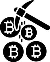 bitcoin brytning glyf ikon vektor