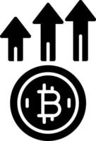 Bitcoin nach oben Glyphe-Symbol vektor