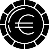 euro mynt glyf ikon vektor