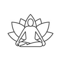 yoga position linjär ikon. tunn linje illustration. yoga klass kontur symbol. vektor isolerade konturritning