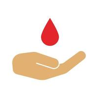 blodgivning färgikon. mänsklig hand med bloddroppe. isolerade vektor illustration