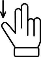 zwei Finger ziehen Nieder Linie Symbol vektor