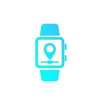 GPS-Tracking mit Smartwatch-Vektorsymbol auf Weiß vektor
