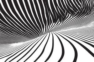 schwarz und Weiß optisch Illusion wellig gestreift Linien Hintergrund Textur vektor