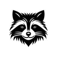 svart och vit tvättbjörn ansikte huvud silhuett ikon symbol logotyp illustration vektor