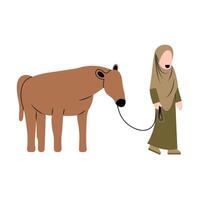 hijab kvinna med ko illustration vektor