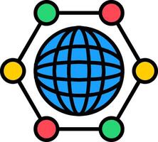 global Synchronisation Linie gefüllt Symbol vektor