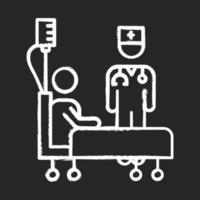 Kreidesymbol für das Gesundheitswesen. Klinik, Krankenhaus. Medizinische Hilfe. medizinische Notfallhilfe. Heilung von Krankheit und Krankheit. Arzt und Patient. professionelle Pflegekraft. isolierte vektortafelillustration vektor