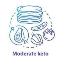 Symbol für das Konzept des moderaten Keto-blauen Farbverlaufs. ketogene diätidee dünne linie illustration. hohe Fette, Netto-Kohlenhydrate. gesunder Lebensstil. Essen, Essen, Ernährung. Vektor isolierte Umrisszeichnung