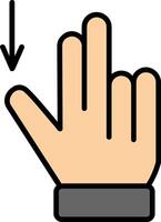 zwei Finger ziehen Nieder Linie gefüllt Symbol vektor