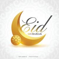 3d stil gyllene halv halvmåne för eid mubarak firande vektor