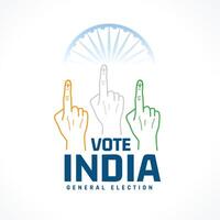 Abstimmung zum Indien Allgemeines Wahl Hintergrund mit bunt Finger vektor