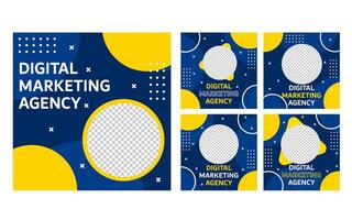 blå och gul social media posta mall design för digital marknadsföring företag vektor