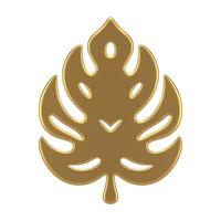 Farn Blatt Monstera Zier Pflanze Laub golden Dekor Element Hochzeit Design 3d Symbol vektor