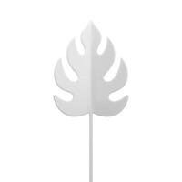 tropisch üppig Blatt mit Stengel Weiß botanisch elegant Dekor Element 3d Symbol realistisch vektor