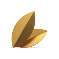 gyllene löv vikta metallisk premie blad ekologi dekor för floristisk sammansättning 3d ikon vektor