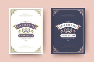 bröllop inbjudan spara de datum kort typografisk elegant mall illustration. vektor