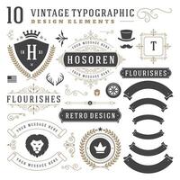 Jahrgang Design Elemente. Pfeile, retro Typografie, Etiketten, Bänder, Logos Symbole vektor