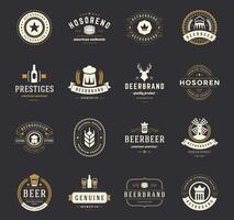 uppsättning öl logotyper, märken och etiketter årgång stil vektor