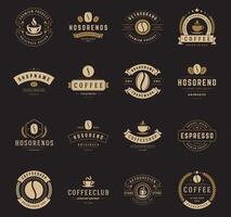 kaffe affär logotyper, märken och etiketter design element uppsättning vektor