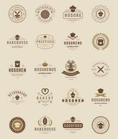 Bäckerei Geschäft Logos, Abzeichen und Etiketten Design vektor