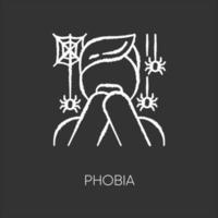 Phobie-Kreide-Symbol. Angst vor Spinnen. Arachnophobie. verängstigte Person, verängstigter Mann Entsetzen. Panikattacke. Angst und Not. Psychotherapie. Psychische Störung. isolierte vektortafelillustration vektor