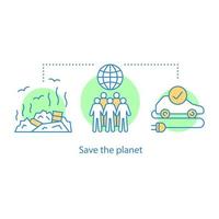 planet spara koncept ikon. miljöskydd idé tunn linje illustration. naturvård. förebyggande av föroreningar. vektor isolerade konturritning