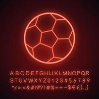 fotboll neonljus ikon. glödande tecken med alfabet, siffror och symboler. vektor isolerade illustration