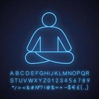 yoga position neonljus ikon. yogaklass. glödande tecken med alfabet, siffror och symboler. vektor isolerade illustration