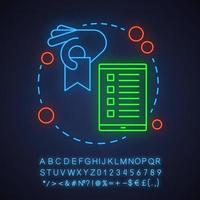 Wählen Sie das Symbol für das Neonlichtkonzept aus. Idee zum Hinzufügen von digitalen Lesezeichen. leuchtendes Schild mit Alphabet, Zahlen und Symbolen. isolierte Vektorgrafik vektor