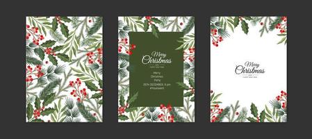 samling av julhälsningskort med julelement vektor