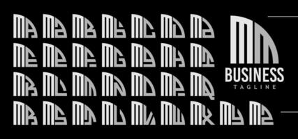 enkel linje kvadrant cirkel brev m mm logotyp design bunt vektor