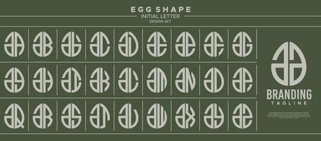 uppsättning av mat ägg form små bokstäver brev en aa logotyp design vektor