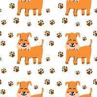 sömlös mönster med hund terrier och pow, illustration vektor