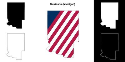 dickinson grevskap, Michigan översikt Karta uppsättning vektor