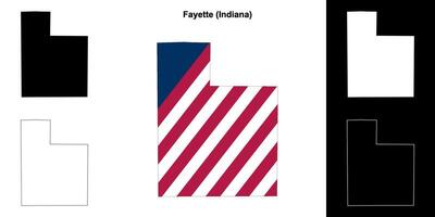 Fayette Bezirk, Indiana Gliederung Karte einstellen vektor