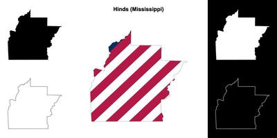 Hintern Bezirk, Mississippi Gliederung Karte einstellen vektor