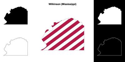 wilkinson Bezirk, Mississippi Gliederung Karte einstellen vektor