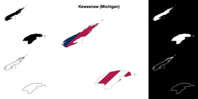 Keweenaw Bezirk, Michigan Gliederung Karte einstellen vektor