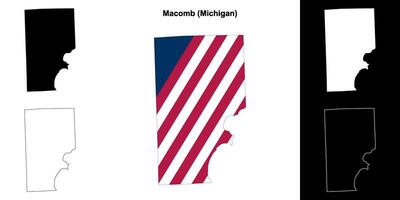 macomb Bezirk, Michigan Gliederung Karte einstellen vektor