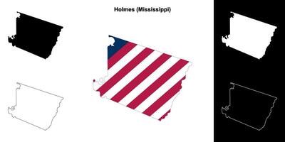 Holmes Bezirk, Mississippi Gliederung Karte einstellen vektor