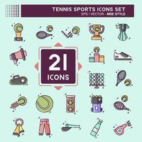 Symbol einstellen Tennis Sport. verbunden zu Hobby Symbol. mb Stil. einfach Design Illustration vektor