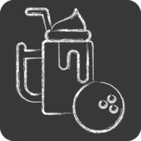 Symbol nahrhaft trinken. verbunden zu gesund Essen Symbol. Kreide Stil. einfach Design Illustration vektor