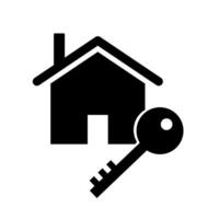 hus och nyckel silhuett ikon. Hem säkerhet. vektor