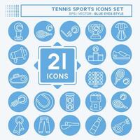 Symbol einstellen Tennis Sport. verbunden zu Hobby Symbol. Blau Augen Stil. einfach Design Illustration vektor