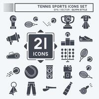 ikon uppsättning tennis sporter. relaterad till hobby symbol. glyf stil. enkel design illustration vektor