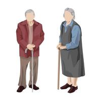 farfar och mormor i ålderdom på vit ålder - vektor