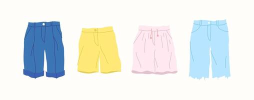 tecknad serie Färg annorlunda typ kläder manlig shorts uppsättning vektor