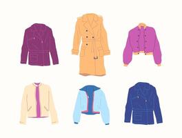 tecknad serie Färg annorlunda typ kläder manlig rockar uppsättning. vektor